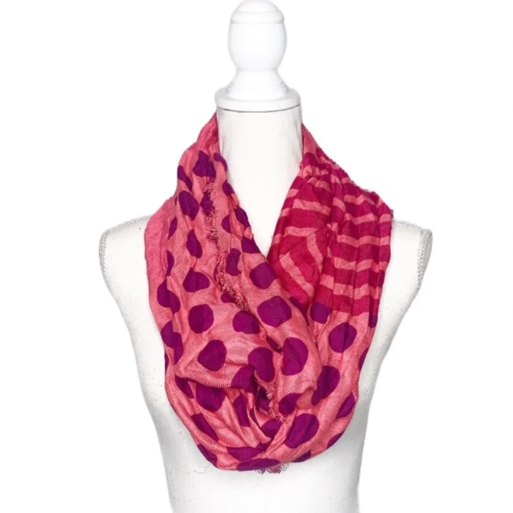 APT 9 Pink/Coral/Purple Polka Dot Infinity Scarf